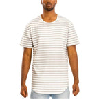 WEIV striped vacation shirts for men in light gray with short sleeves and a relaxed fit