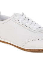Women's white studded leather sneakers for casual wear
