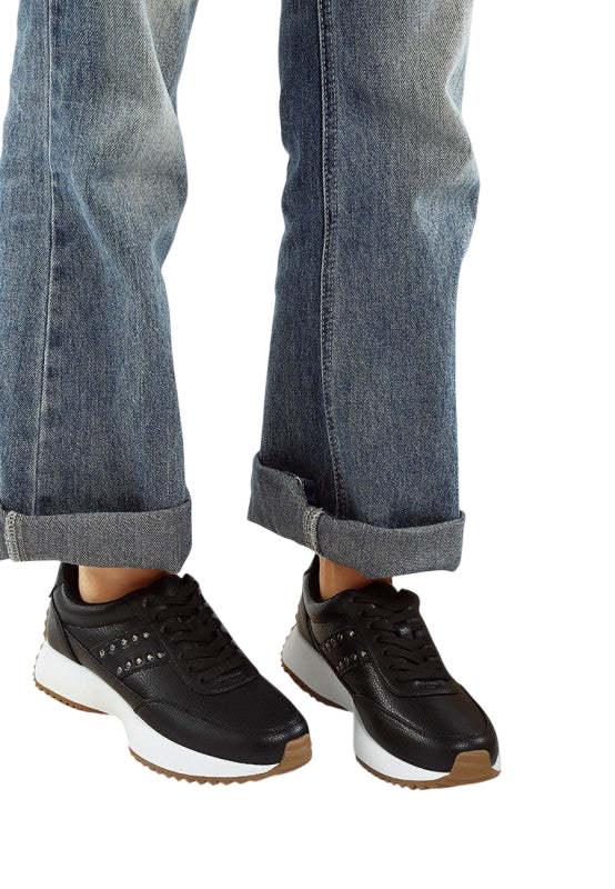 Women's Studded Real Leather Sneakers for Travel