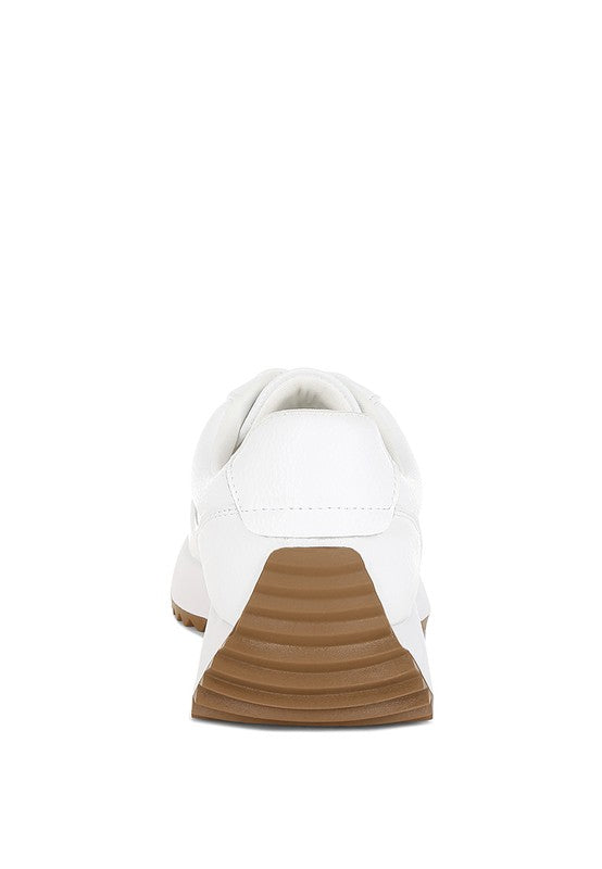 Women's white studded real leather sneakers for casual wear