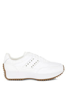 Women's white studded real leather sneakers for casual wear
