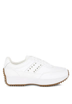 Women's white studded real leather sneakers for casual wear