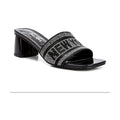 Rag Company women's black block heel studio 55 New York sandals with rhinestone detailing