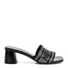 Rag Company women's black block heel studio 55 New York sandals with decorative straps