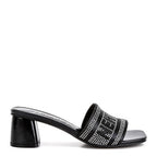 Rag Company women's black block heel studio 55 New York sandals with decorative straps