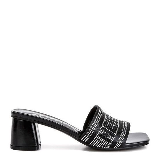 Rag Company women's black block heel studio 55 New York sandals with decorative straps