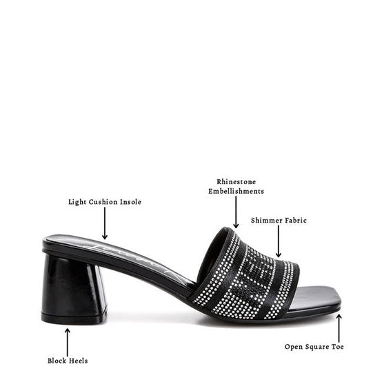 Rag Company women's studio 55 New York sandals with rhinestone embellishments and block heels