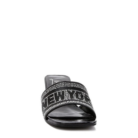 Rag Company women's black studio 55 New York sandals with crystal embellishments and open toe design