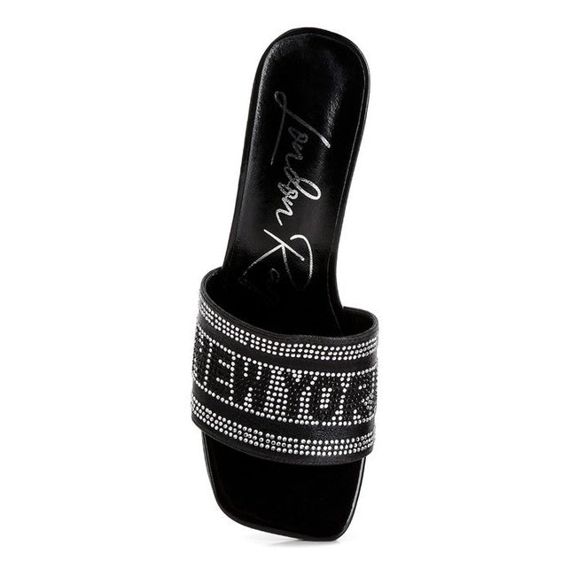 Rag Company women's black studio 55 New York sandals with rhinestone embellishments