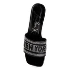Rag Company women's black studio 55 New York sandals with rhinestone embellishments