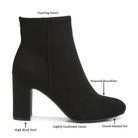 Rag Company stylish ankle boots for women in black with high block heel and recycled microfiber material