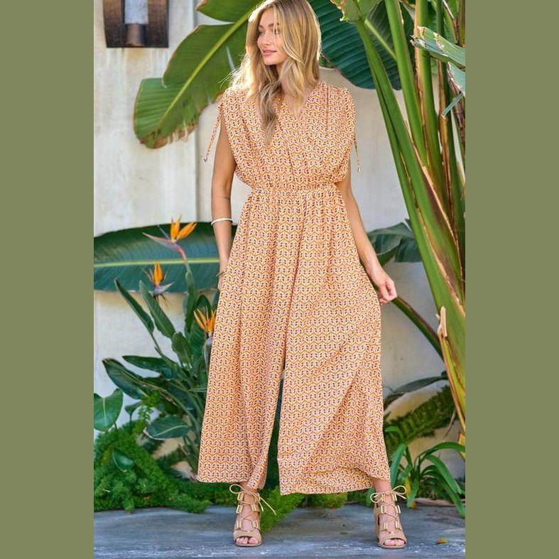 Davi & Dani Stylish Beachwear for Women Featuring a Flowy Jumpsuit with Pockets and Trendy Design