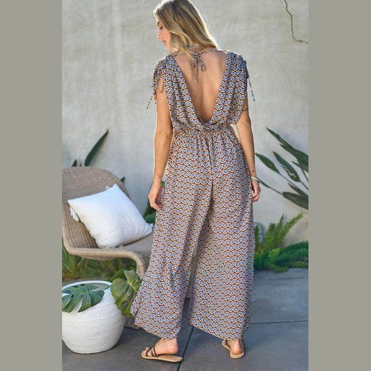 Davi & Dani Women's Jumpsuit with Boho Print, perfect stylish beachwear for women.
