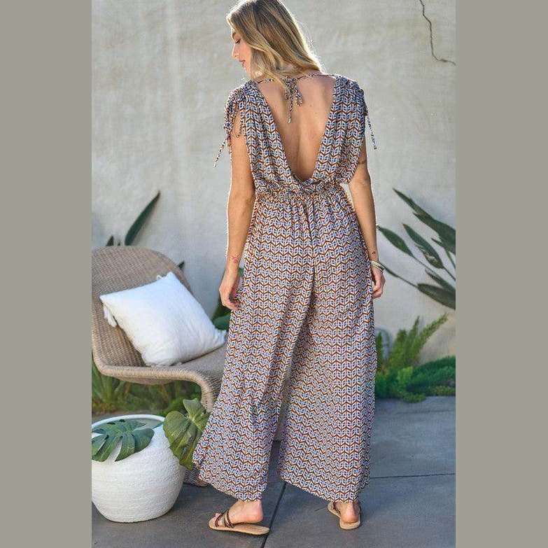Davi & Dani Women's Jumpsuit with Boho Print, perfect stylish beachwear for women.