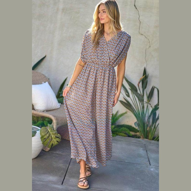 Davi & Dani Women's Stylish Beachwear for Women in a Floral Print with Puff Sleeves
