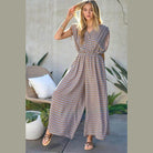 Davi & Dani stylish beachwear for women featuring a patterned jumpsuit with short sleeves and a relaxed fit