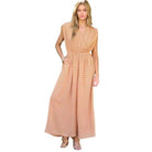 Davi & Dani Women's Jumpsuit in Peach with Boho Pattern, perfect stylish beachwear for women