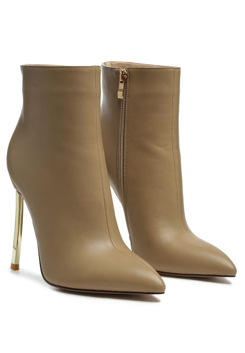 Rag Company stylish beige booties with a sleek design and gold stiletto heels for a chic look