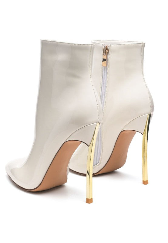 Rag Company stylish beige booties with a chic high heel and sleek zipper design