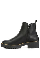Rag Company stylish block heel boots for vacation with a sleek black design and dual side zippers