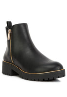 Rag Company stylish block heel boots for vacation with a sleek black design and side zipper
