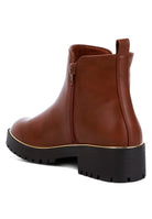 Rag Company stylish block heel boots for vacation in brown with durable outsole and side zipper
