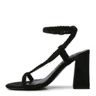 Rag Company stylish block heel shoes in black with braided straps for elegant occasions