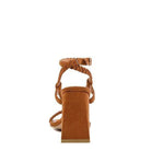Rag Company stylish block heel shoes in brown with braided straps for elegant styling