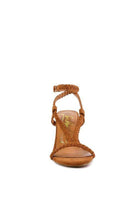 Rag Company stylish block heel shoes in brown with braided straps for elegant summer looks