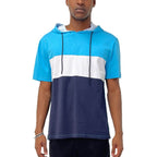 Men's WEIV stylish blue block tee with a hood and colorful block design for casual wear