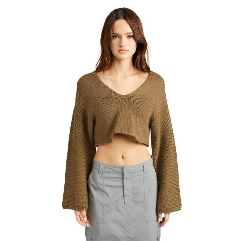 Emory Park stylish blue crop top with a relaxed fit and wide sleeves for a trendy look