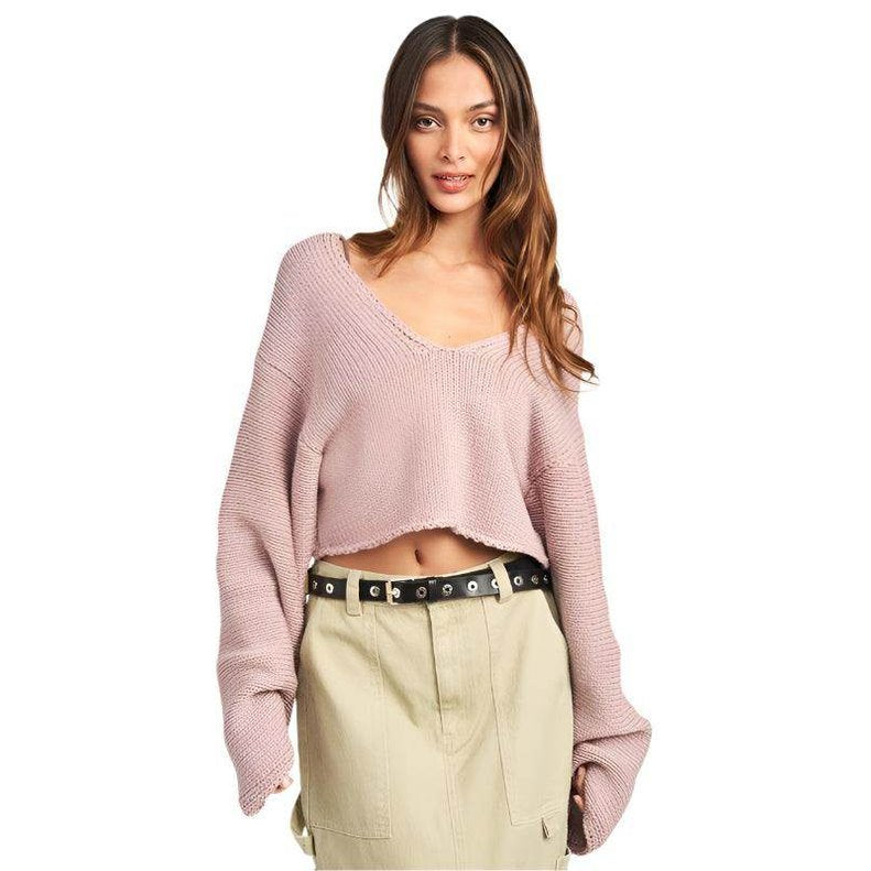 Emory Park stylish blue crop top with long sleeves and a relaxed fit for casual outfits