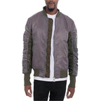 WEIV stylish bomber jackets for men in grey and olive green with quilted detailing