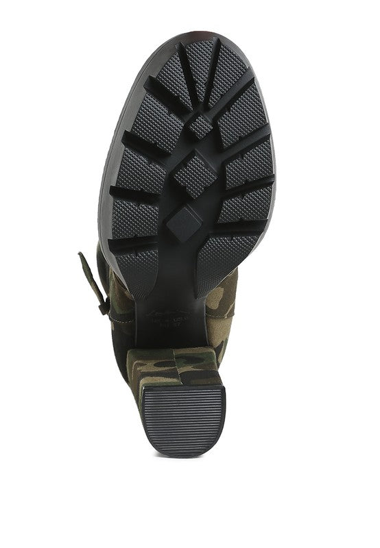 Rag Company stylish camo boots for vacations with a sturdy tread sole and ankle height design