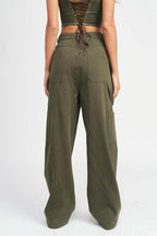 Emory Park women's stylish cargo pants for travel in olive green with a relaxed fit and functional pockets