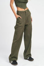 Emory Park stylish cargo pants for travel in olive green with a relaxed fit and side pockets