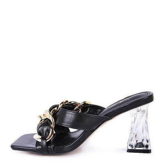 Rag Company stylish clear strap heels with elegant design and unique transparent block heel