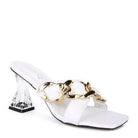 Rag Company stylish clear strap heels with a chic chain accent and transparent block heel