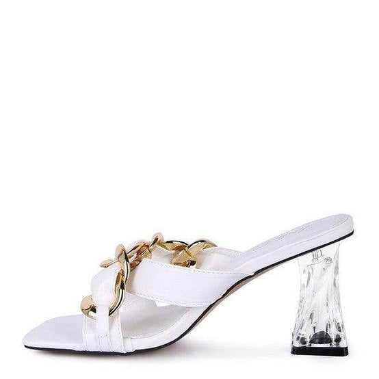 Rag Company stylish clear strap heels featuring a chic chain detail and elegant transparent heel