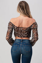 Stylish Crop Tops for Vacation featuring a leopard print design and off-shoulder sleeves