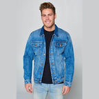 Blue Age stylish jean jackets for men in light wash with a classic fit and front pockets