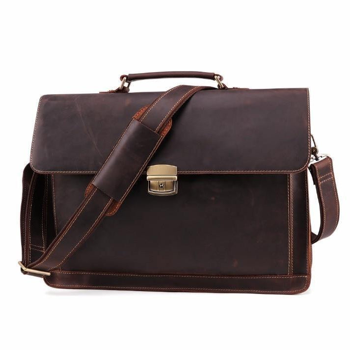 Luggage & Bags - Briefcases Stylish Leather Mens Briefcase Vintage Messenger Shoulder Bag