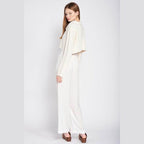 Emory Park stylish long sleeve crop shirt in cream with a chic, relaxed fit for a trendy look