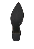 Sleek black heels with a pointed toe design from Rag Company for a chic look, featuring stylish metallic sandals