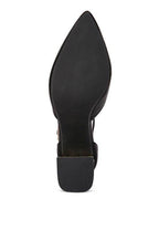 Sleek black heels with a pointed toe design from Rag Company for a chic look, featuring stylish metallic sandals