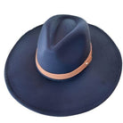 Stylish panama hat in navy with a chic leather band, perfect for sun protection and fashion