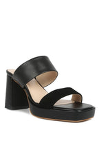 Rag Company women's black stylish platform sandals for travel with block heel and dual straps