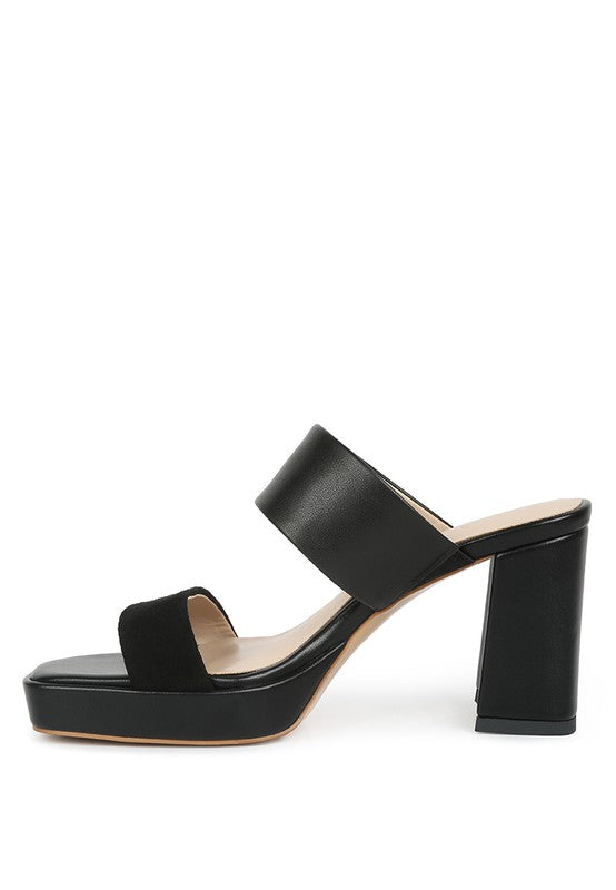 Rag Company black women's stylish platform sandals for travel with block heel and two straps