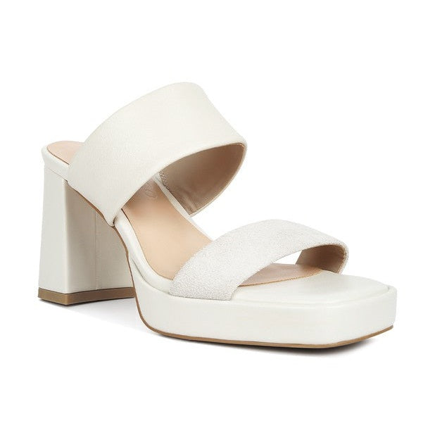 Rag Company women's stylish platform sandals for travel in white with block heel and dual straps