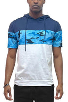 WEIV Men's Stylish Red Camo Top with a Modern Color Block Design for Casual Wear